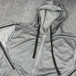 Victory Mens Gray Full Zip Track Jacket Hoodie‎ Black Side Stripe Size Medium